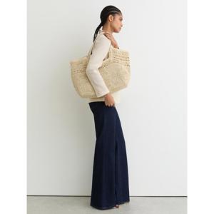 REISS Evelyn Raffia-Effect Cut-Out Tote Bag
